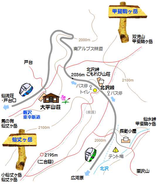 北沢峠周辺地図